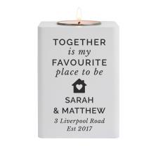 Personalised Home White Wooden Tea Light Holder